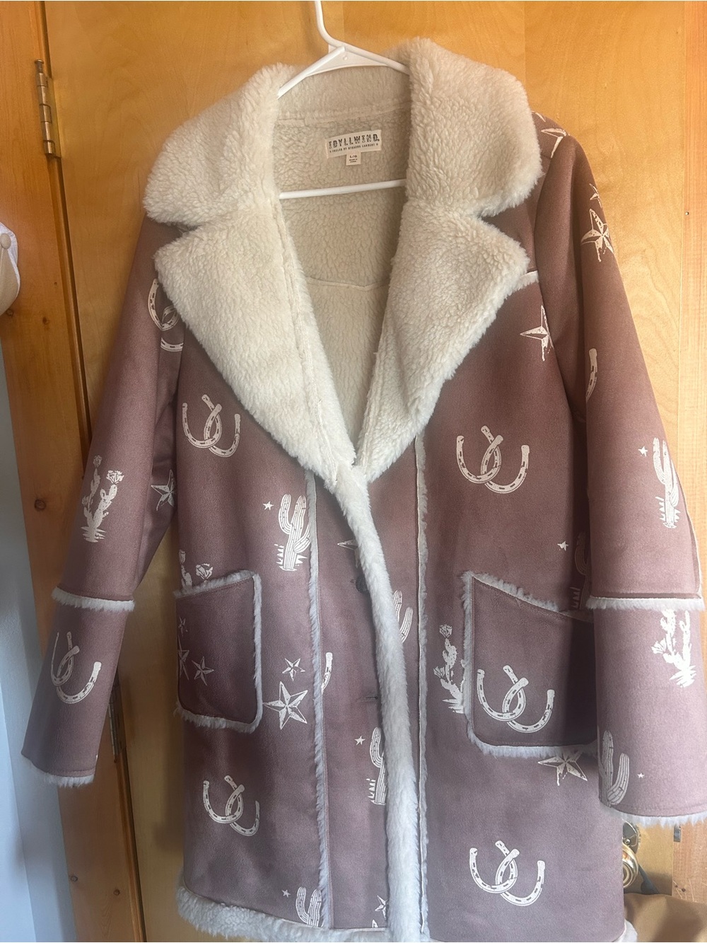 Idyllwind Faux Shearling Coat - Taupe with Cream Trim